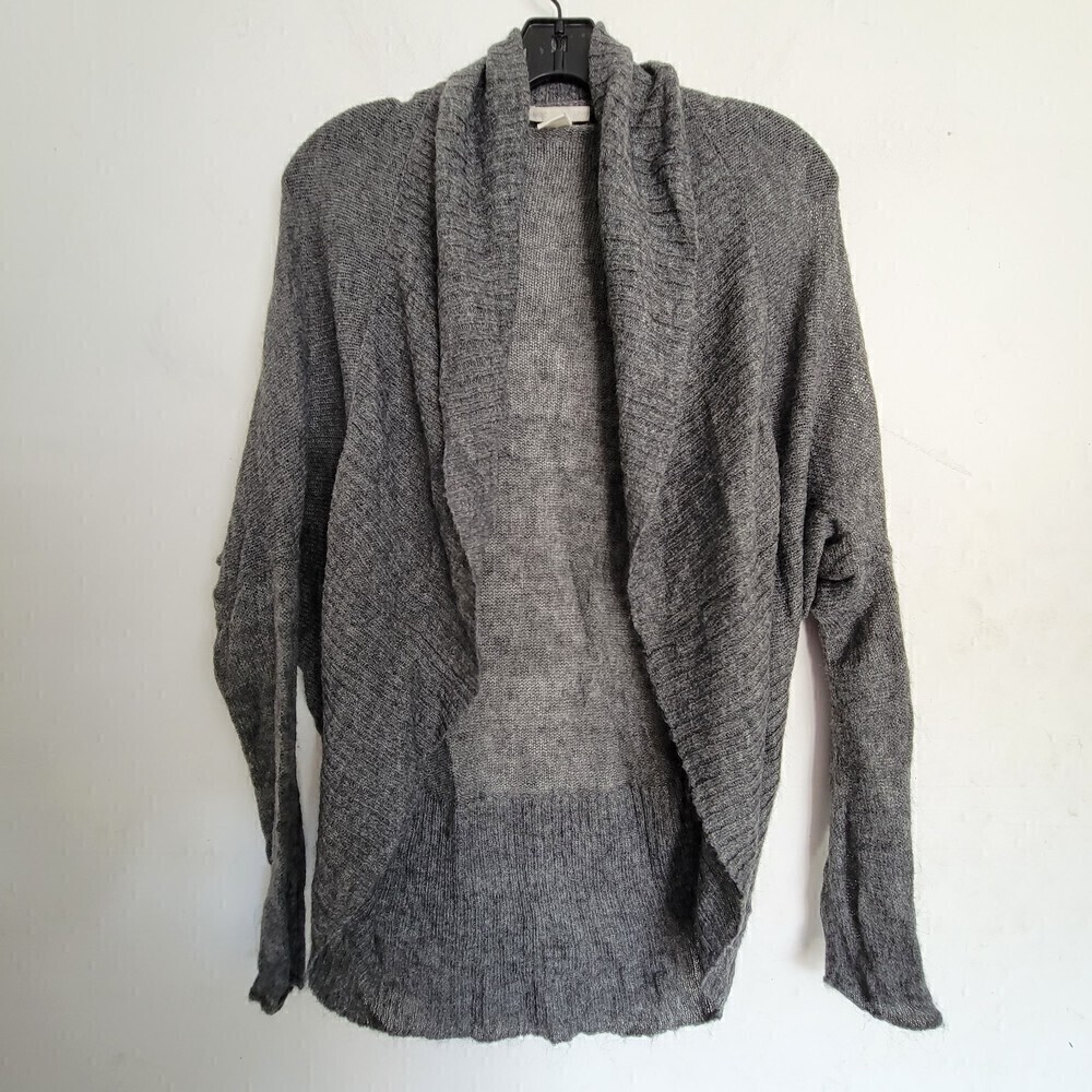 H&M Gray Wool Knit Long Sleeve Open Front Cardigan Sweater Size XS